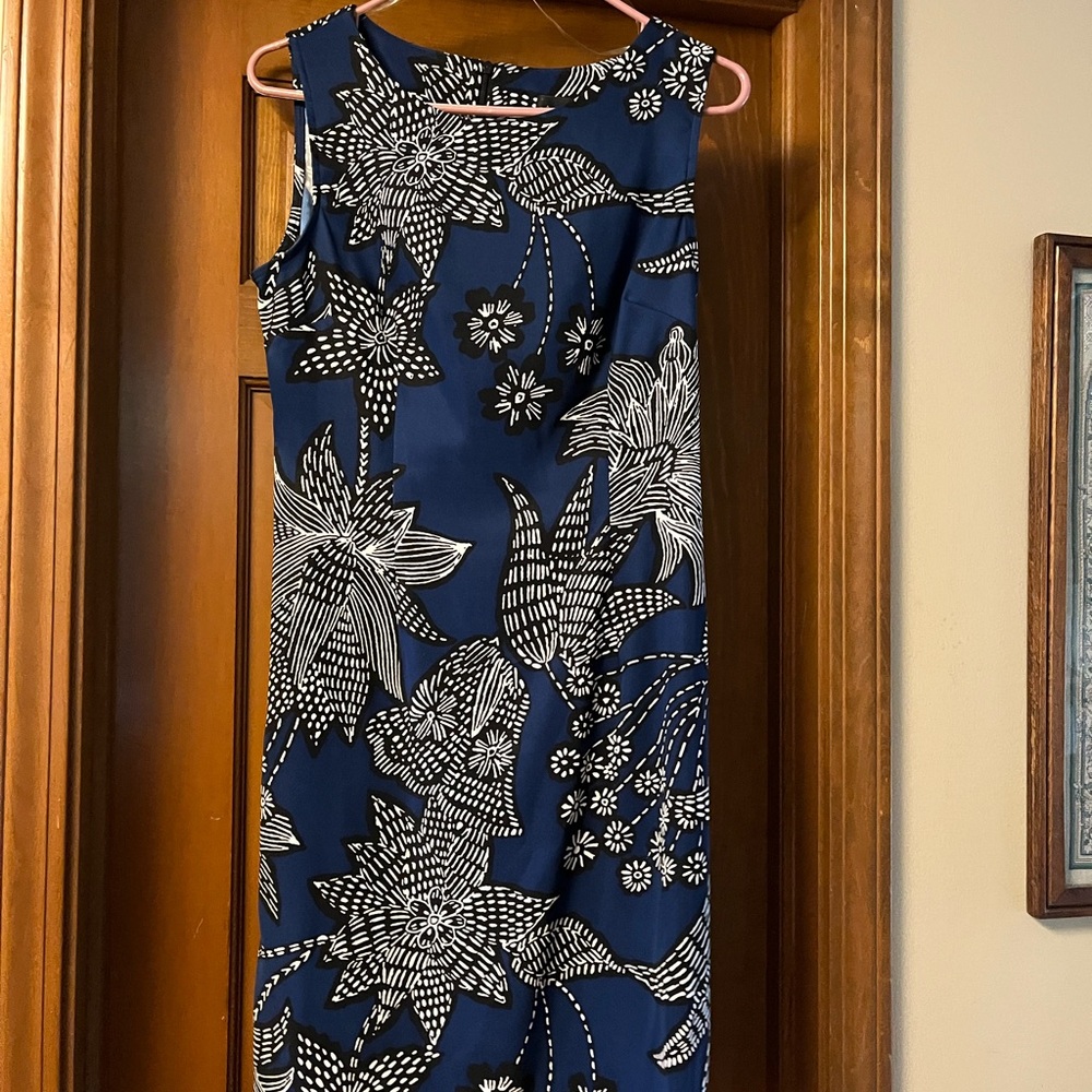 Connected Apparel Navy and White Floral Midi Dress